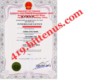 FOREIGN REMITTANCE PERMIT LICENCE